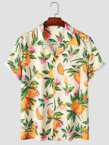 Camisa Manga Curta Estampa Laranjas