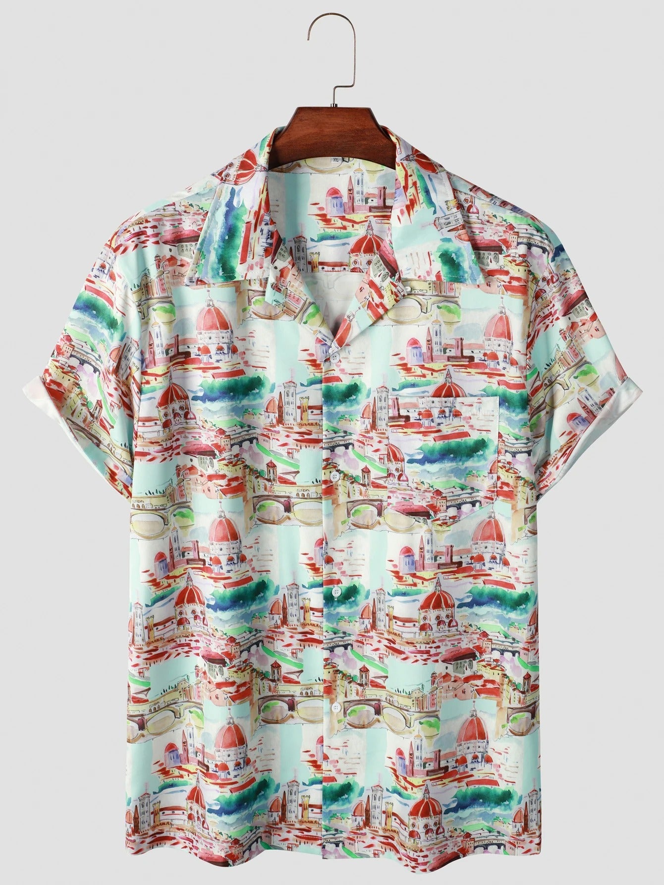 Camisa Manga Curta Branca Estampa Oriente