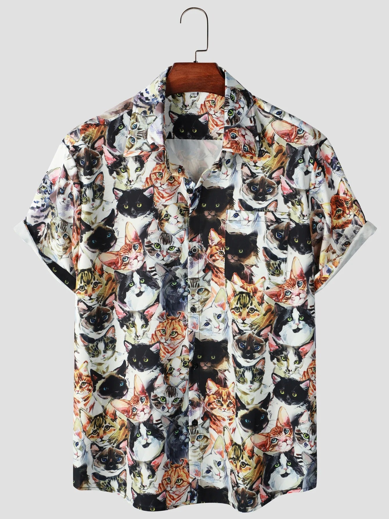 Camisa Manga Curta Branca Estampa Cats