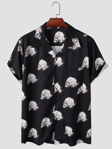 Camisa Manga Curta Preta Estampa Skull