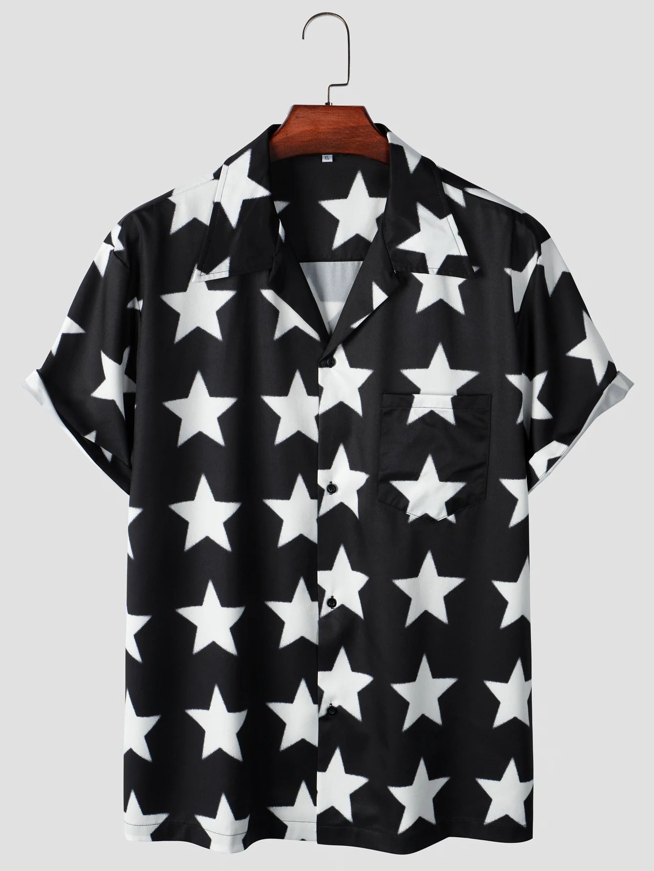 Camisa Manga Curta Preta Estampa Estrela