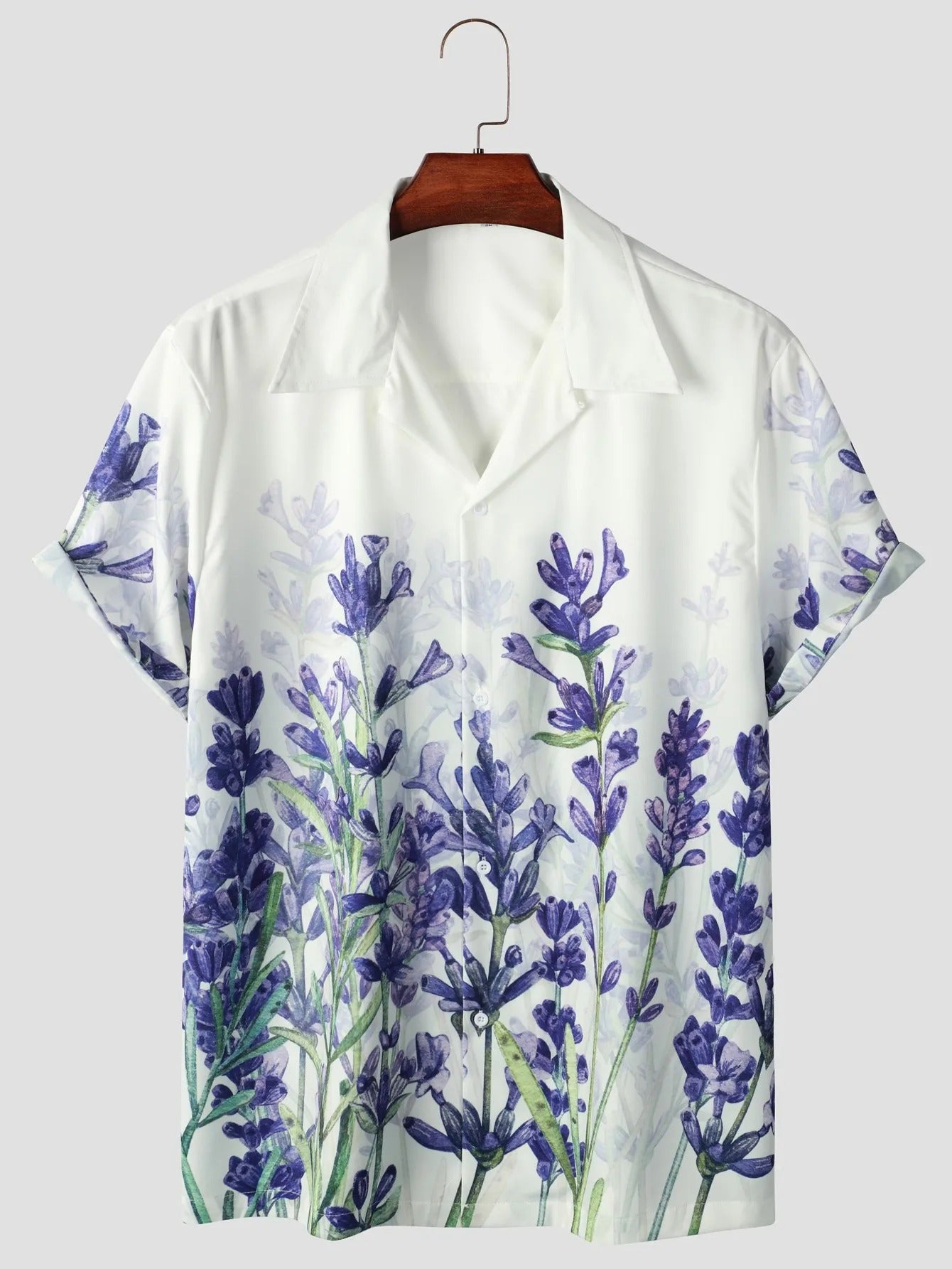 Camisa Manga Curta Branca Estampa Lavendar