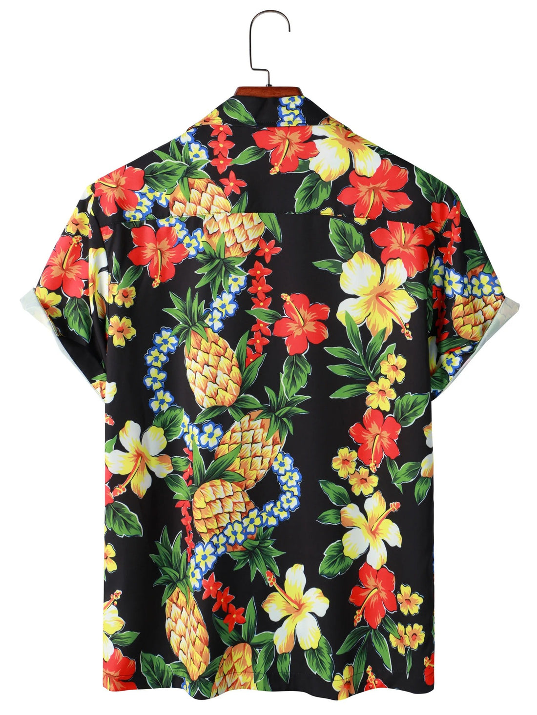 Camisa Manga Curta Preta Estampa Frutas