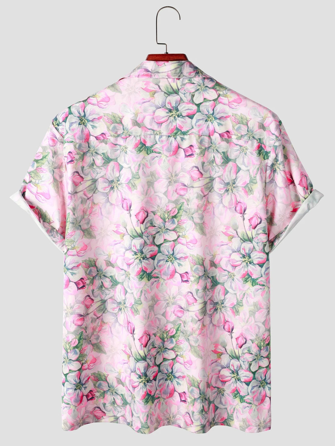 Camisa Manga Curta Estampa Flores Rosa