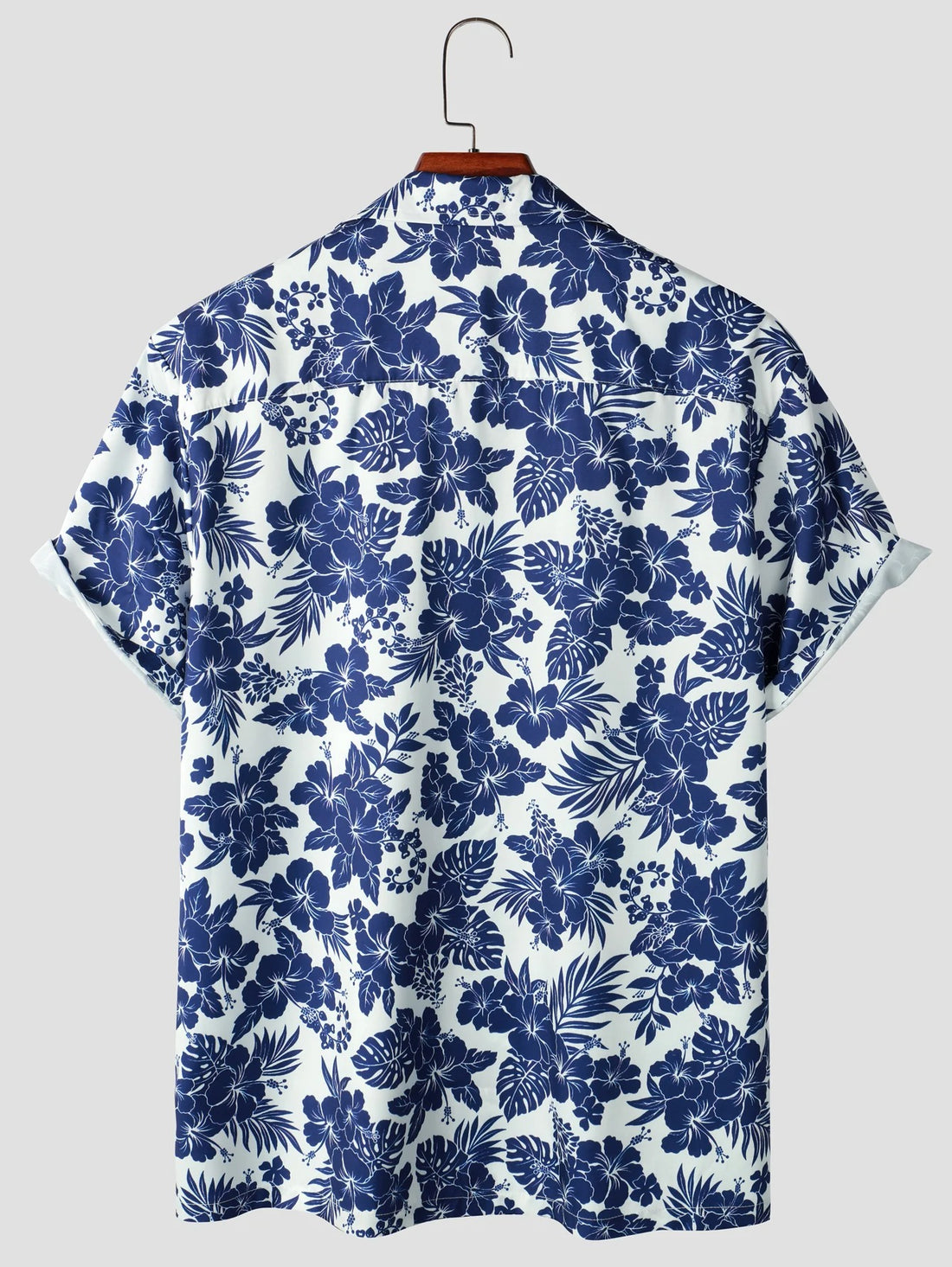 Camisa Manga Curta Estampa Flores Azul