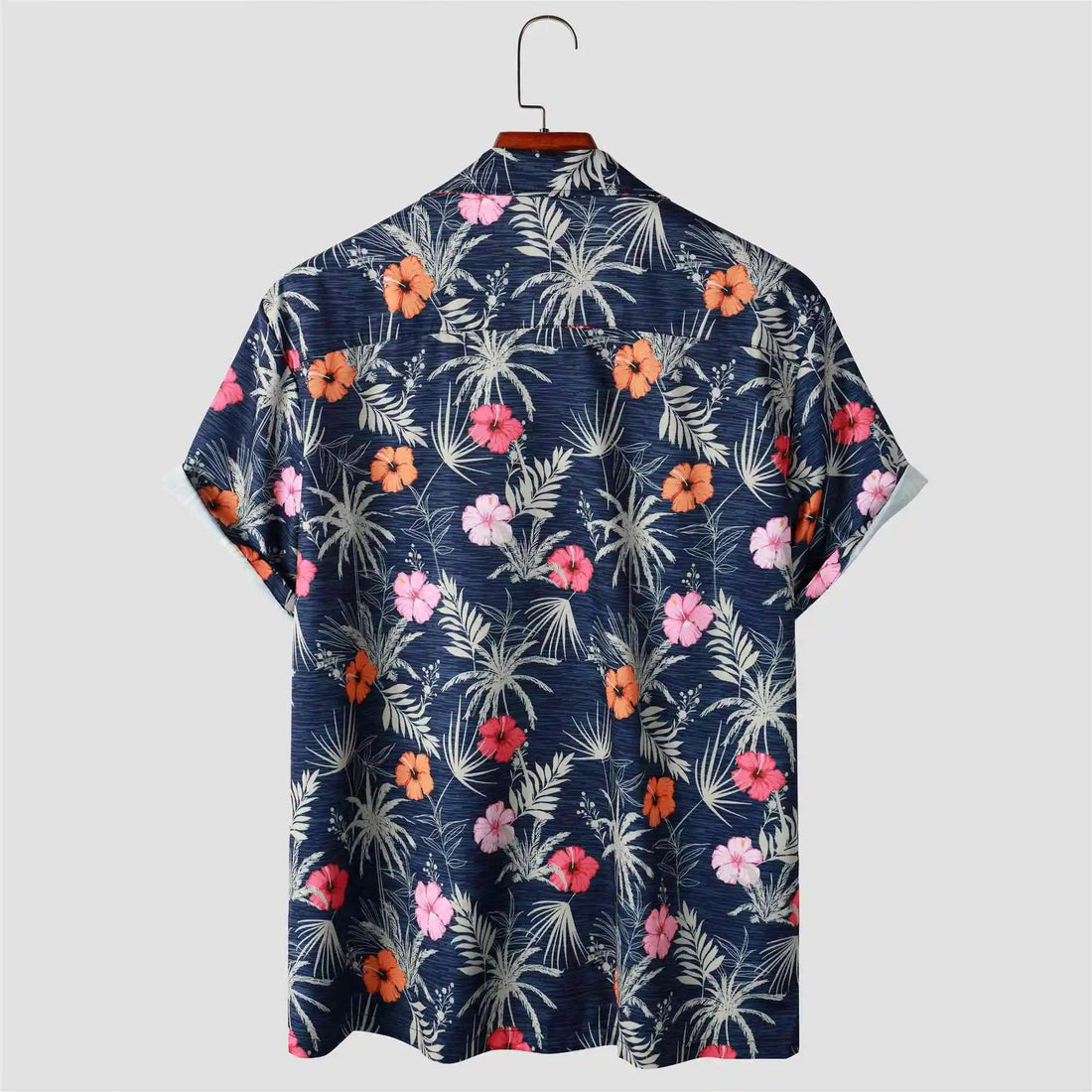 Camisa Manga Curta Estampa Azul Flores