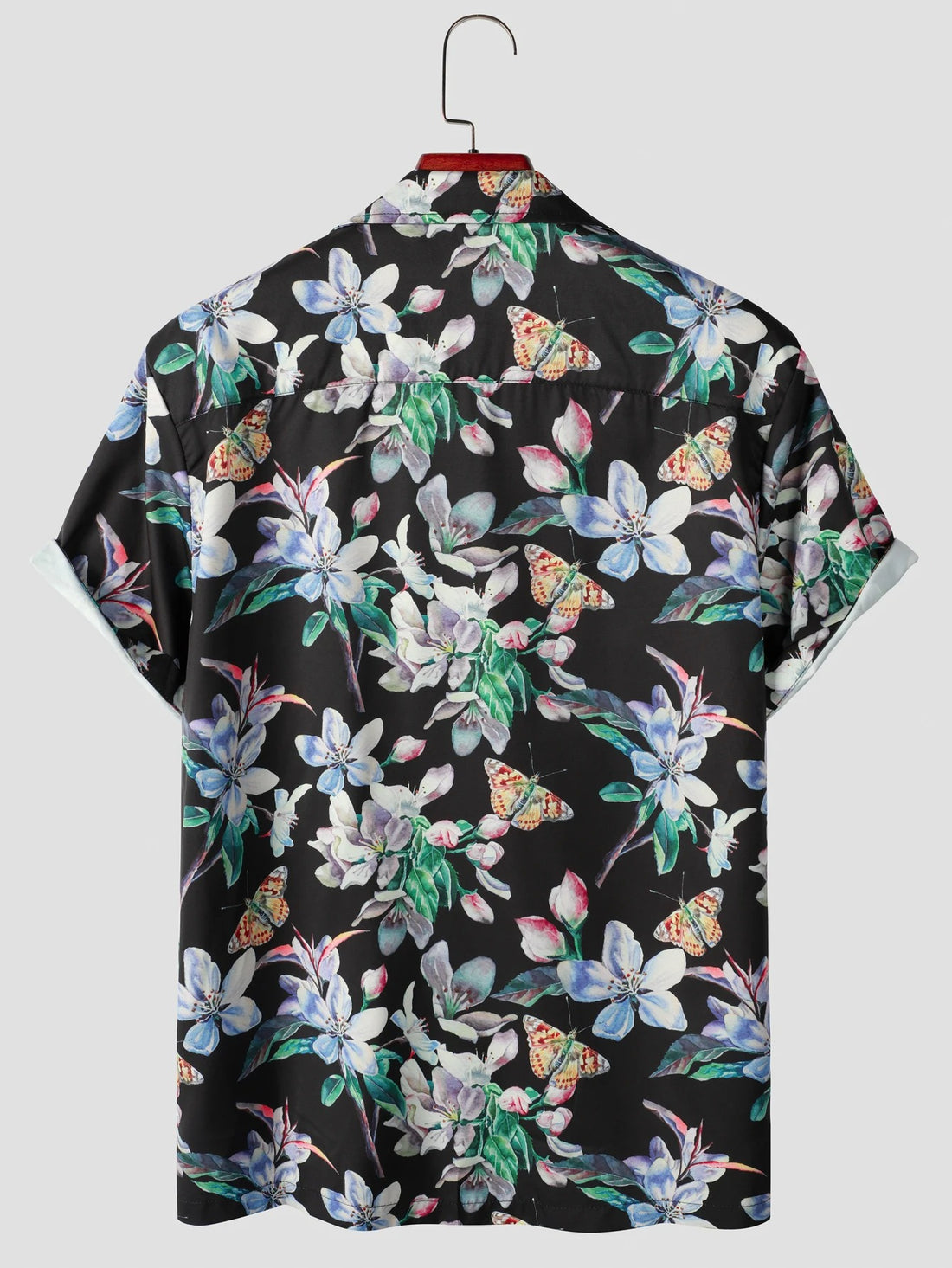 Camisa Manga Curta Preta Estampa Flores