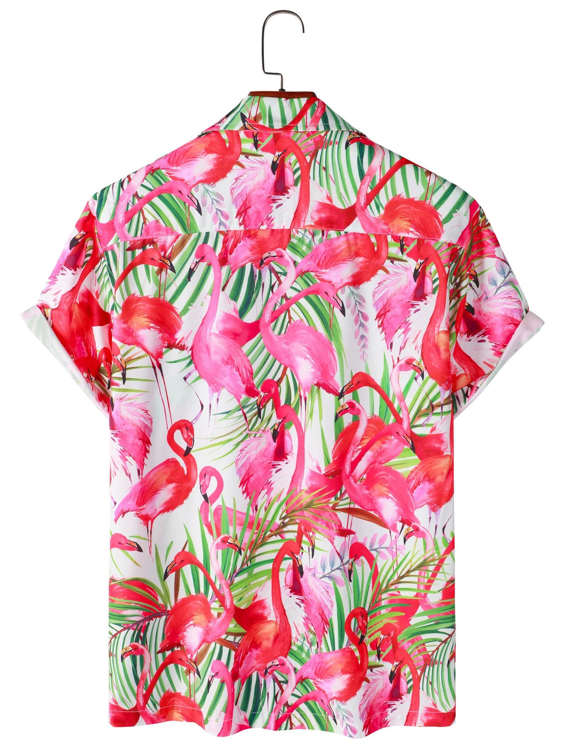 Camisa Manga Curta Branca Estampa Flamingos