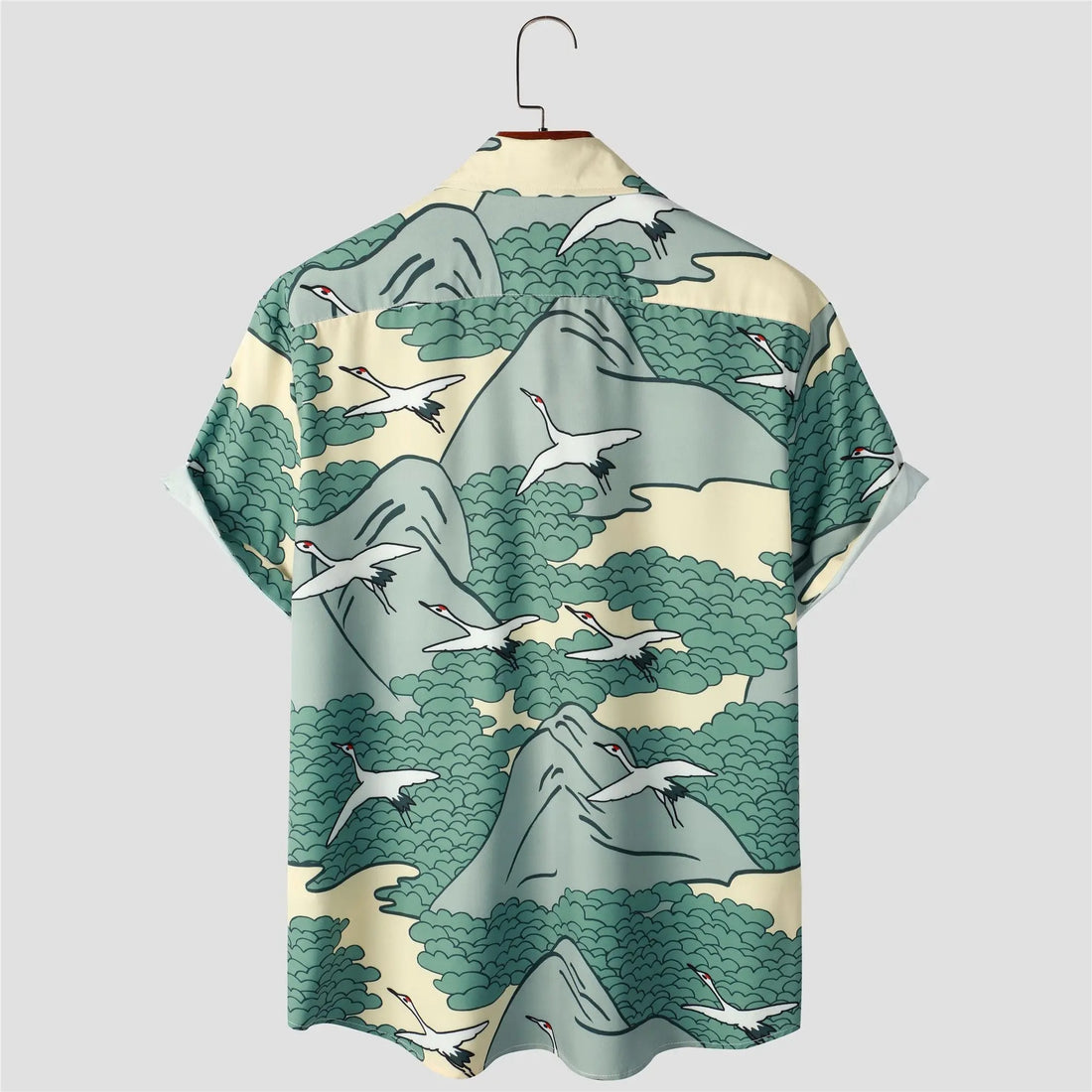 Camisa Manga Curta Verde Estampa Pássaro